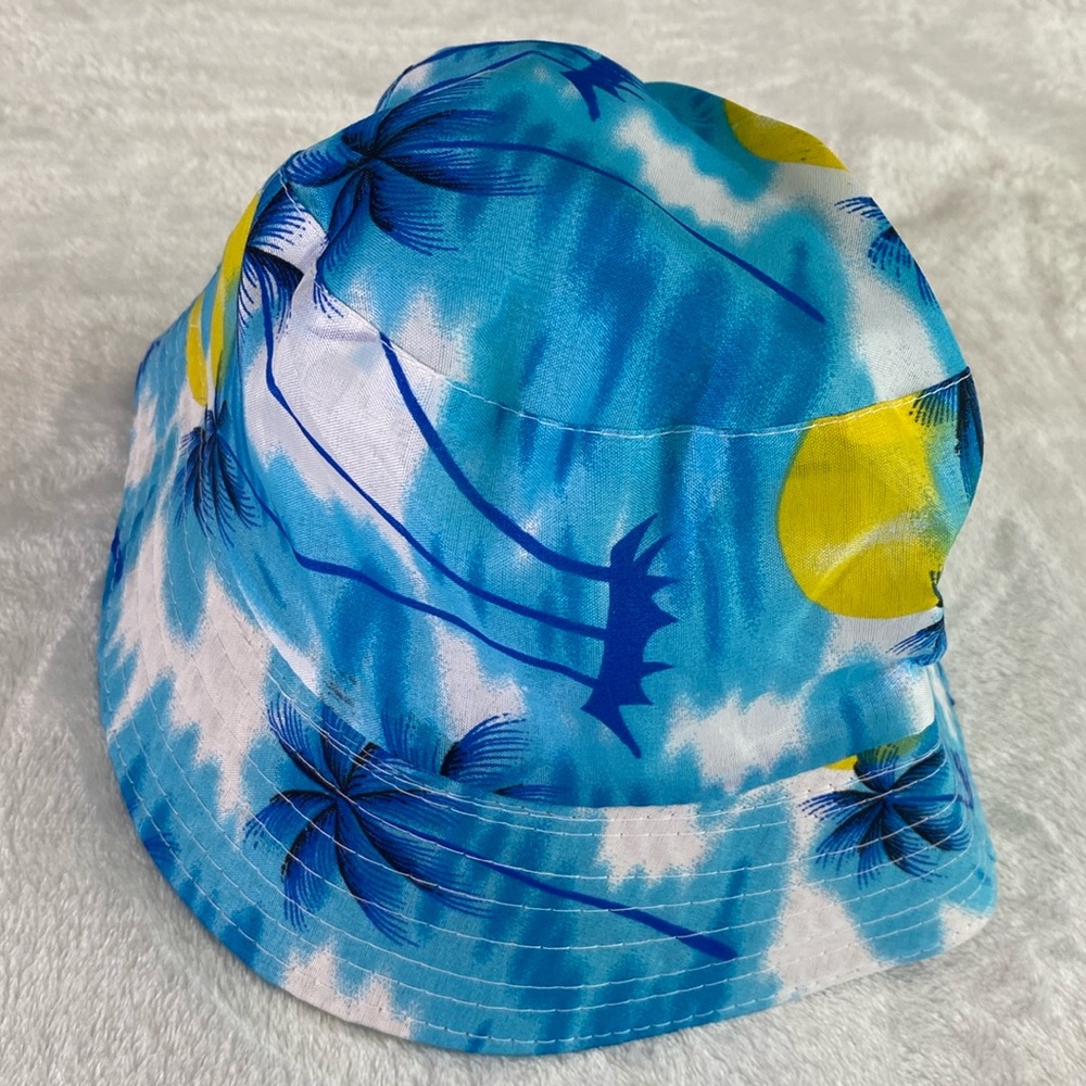 Blue tropical bucket hat